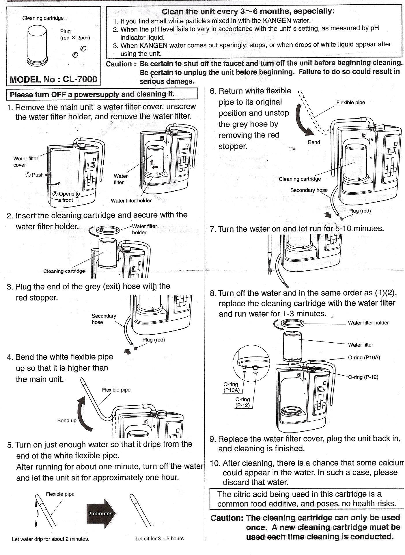 Instructions for kangen cleaning cartridge